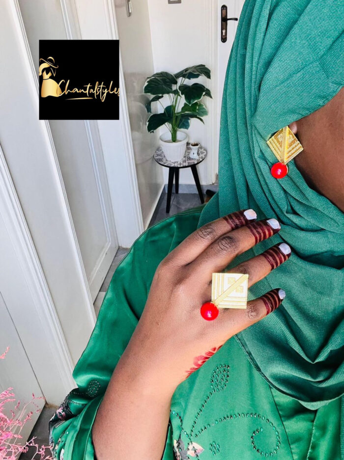 Ensemble boucle d’oreille , bague , acier inoxydable